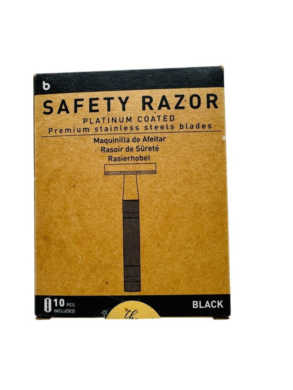 Safety Razor Platinum Coated With Premium Stainless Steel Blades - Reusable
